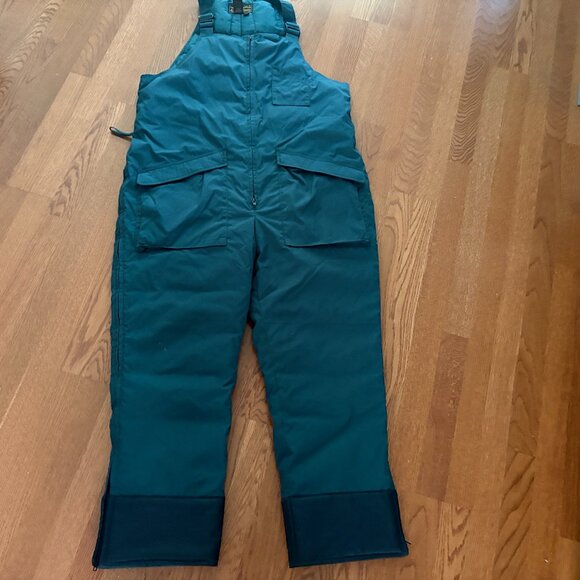 Vintage Mens Eddie Bauer Green Goose Down Insulated Overalls Size XL - Picture 1 of 10